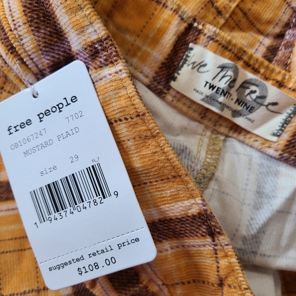 FREE PEOPLE Plaid Float On Flare Corduroy Pants - Picture 3 of 4